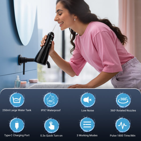 Oral Dental Water Flosser for Teeth | Black - Image 10