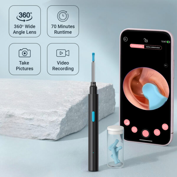 Ear Wax Removal Tool Kit with HD Camera | Black - Image 7